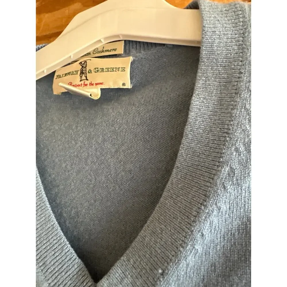 Fairway & Greene 100% Italian Cashmere Blue Vneck Sweater